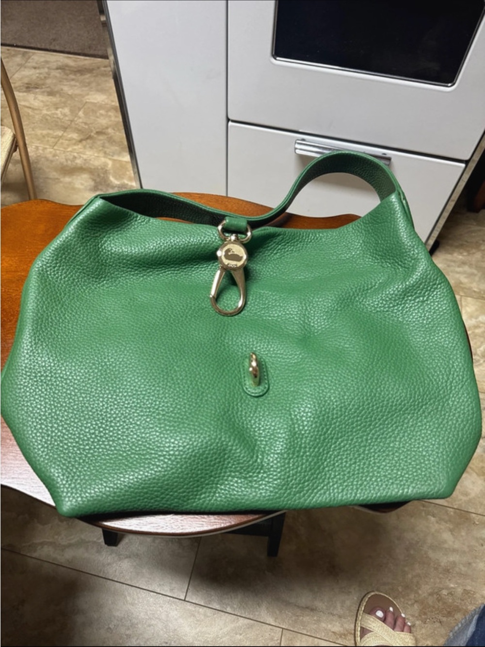 Green Pebbled Leather Shoulder Bag Dooney and Bourke